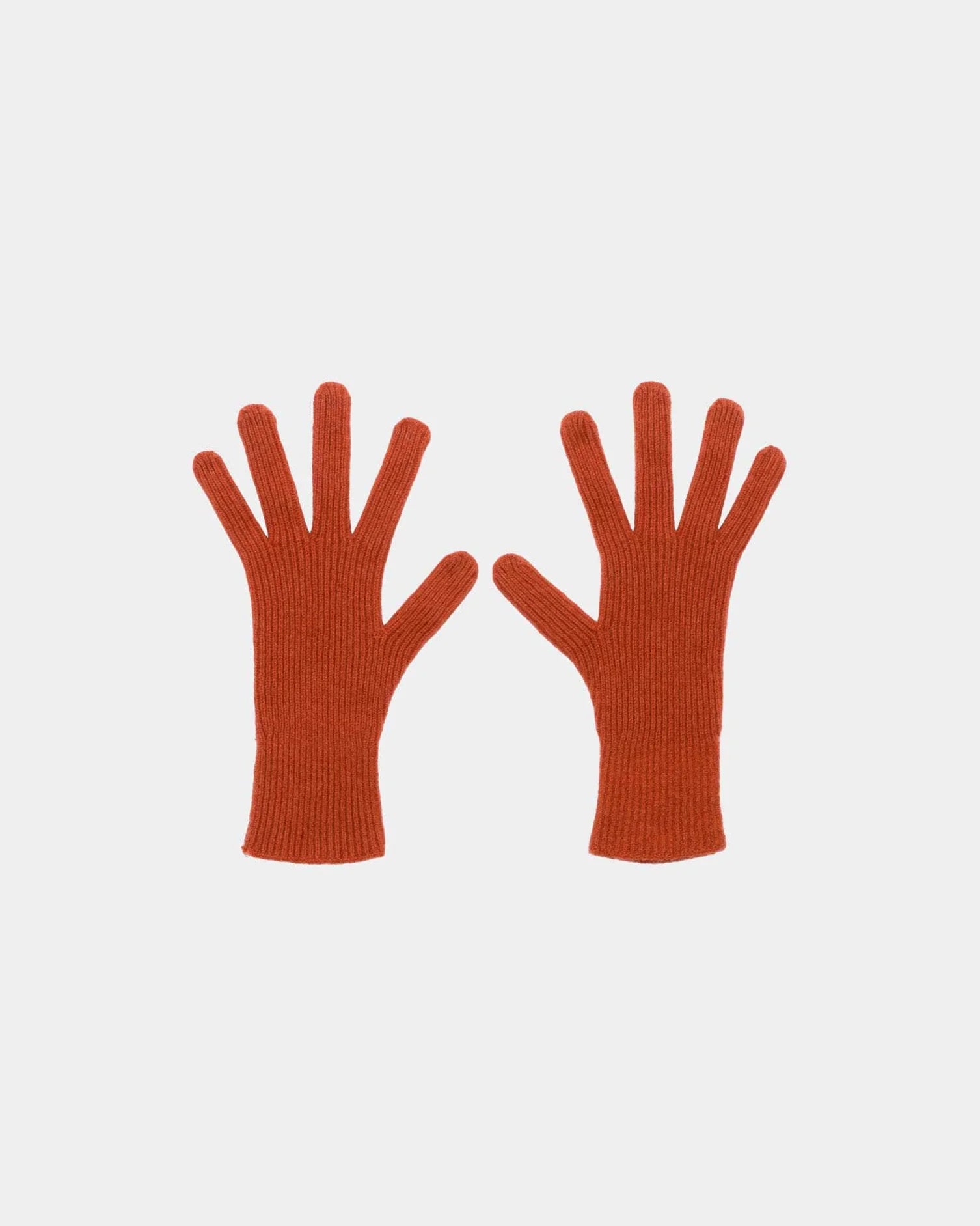 Cashmere Ribbed Gloves Melograno Red