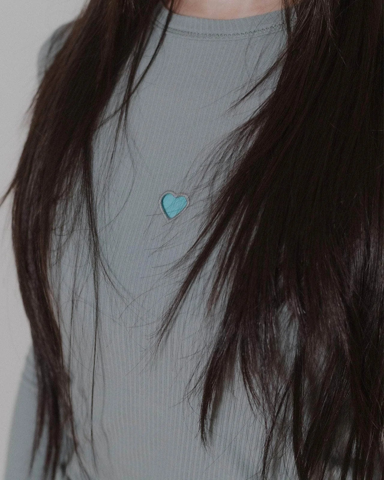 Heart Long Sleeve Tee Bow Blue