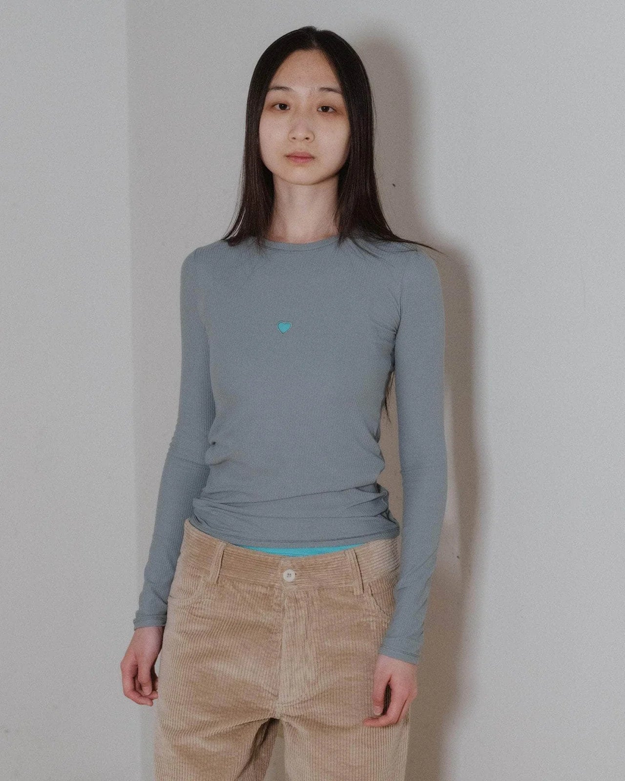 Heart Long Sleeve Tee Bow Blue