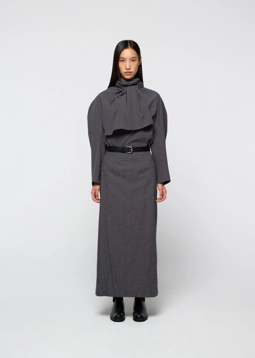 Cotton Scarf Top Charcoal