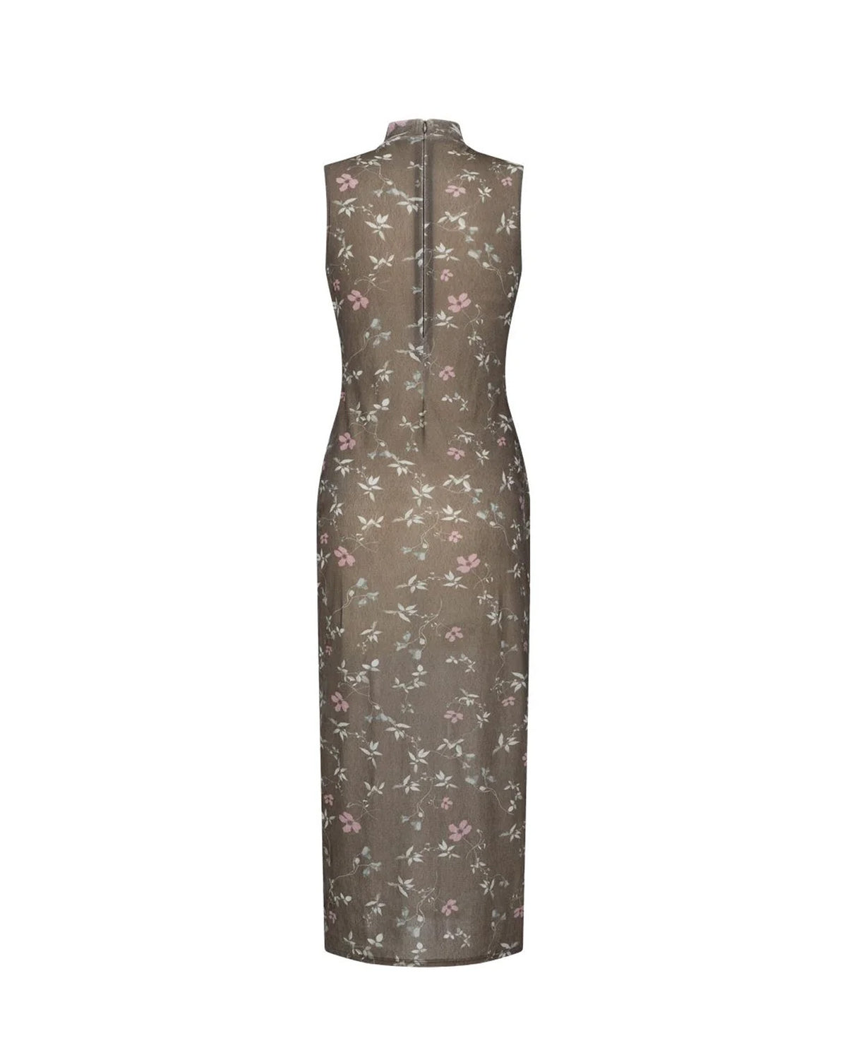 Floral Sleeveless Dress Brown