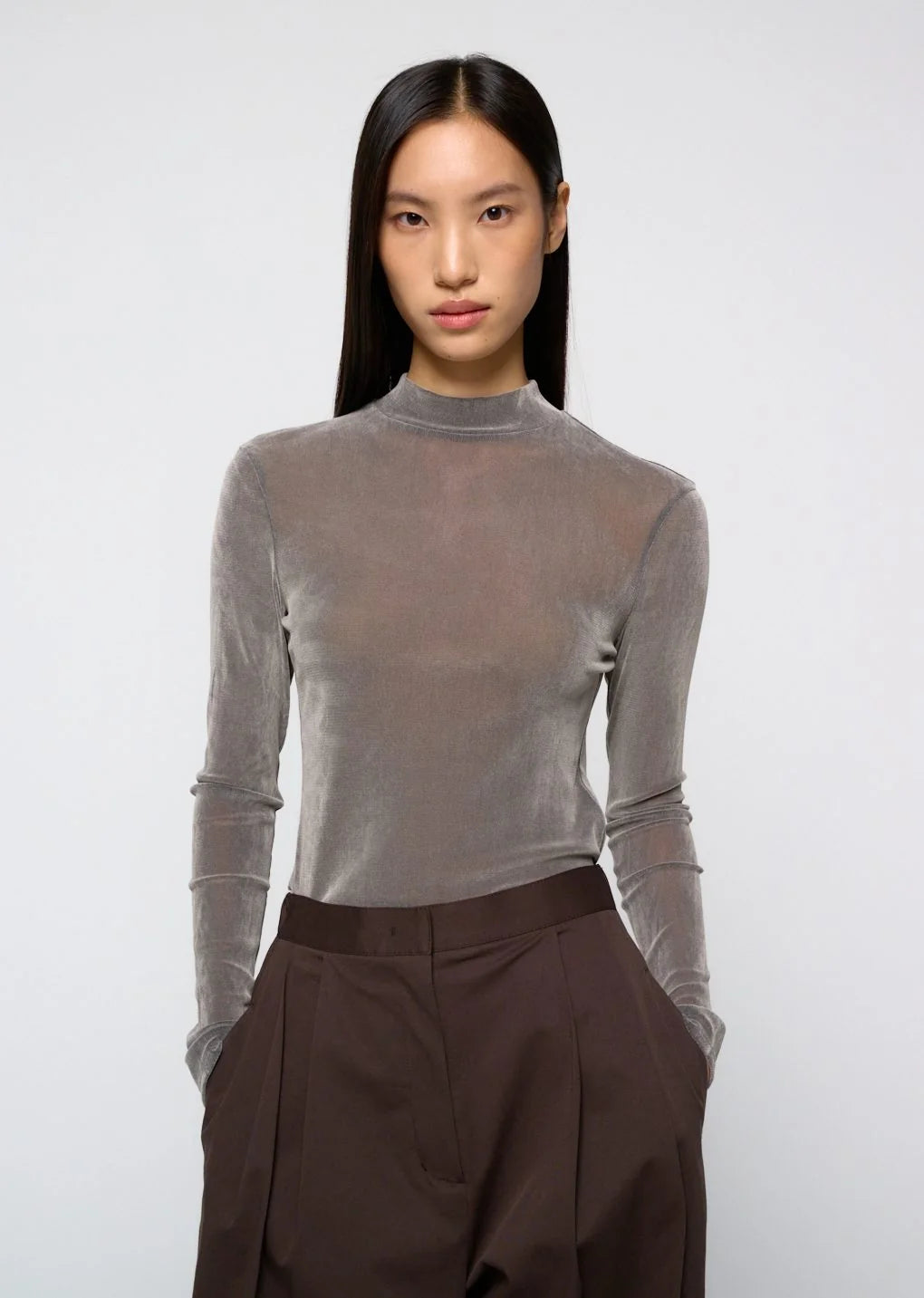 Mock Neck Top Grey