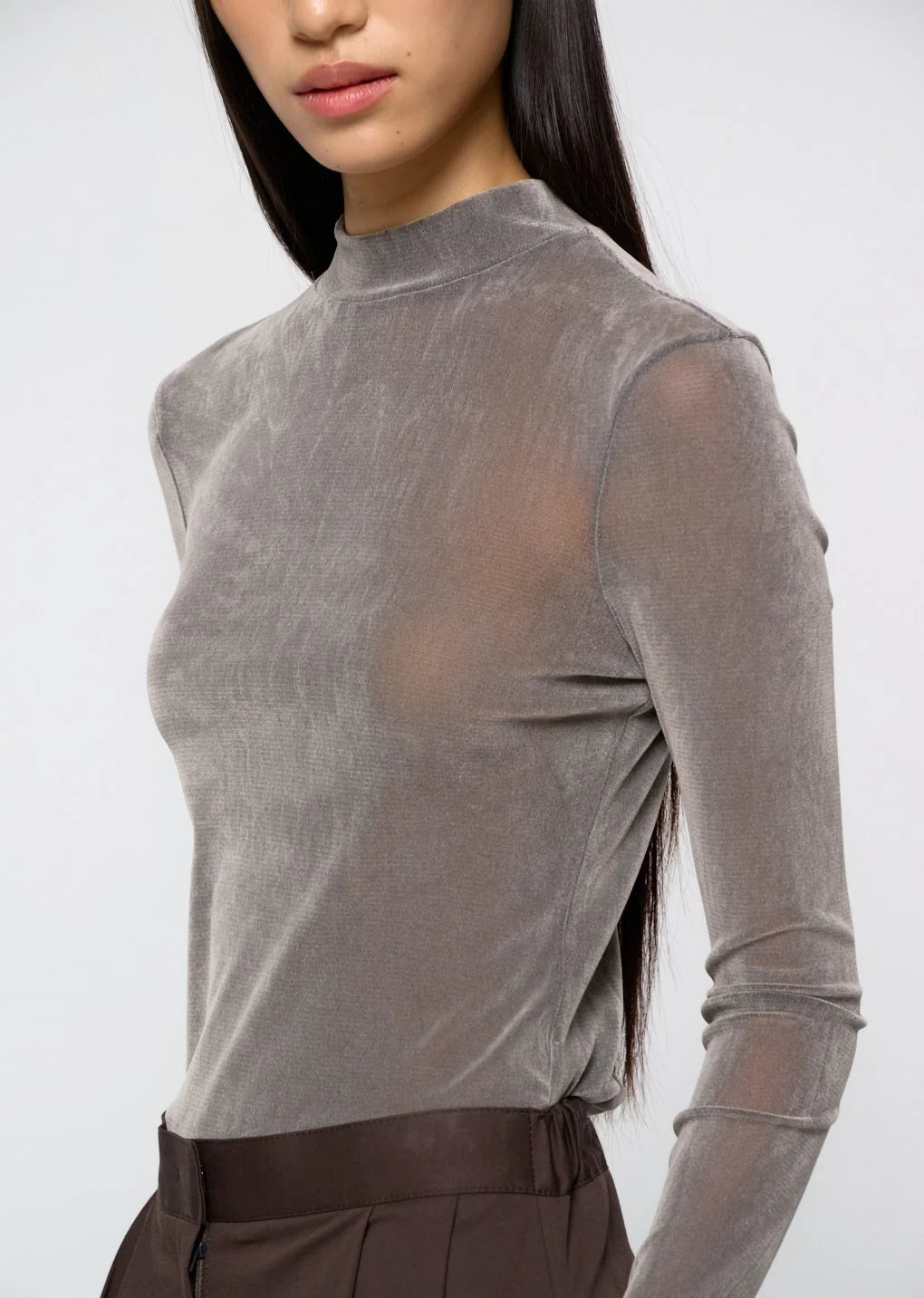 Mock Neck Top Grey