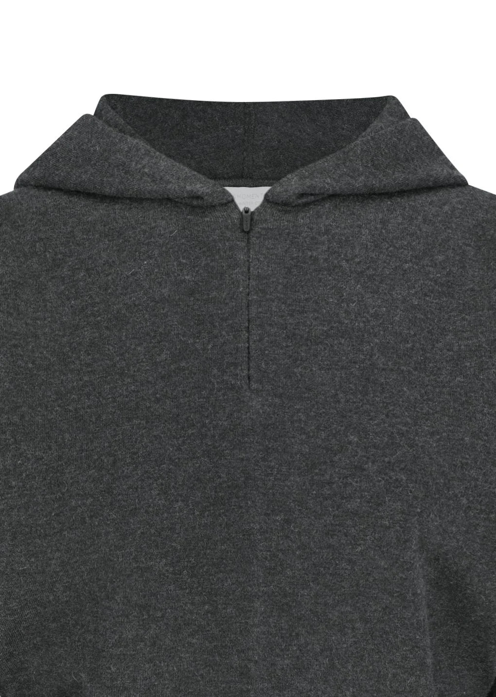 Shirring Half Zip Up Knit Hoodie Charcoal
