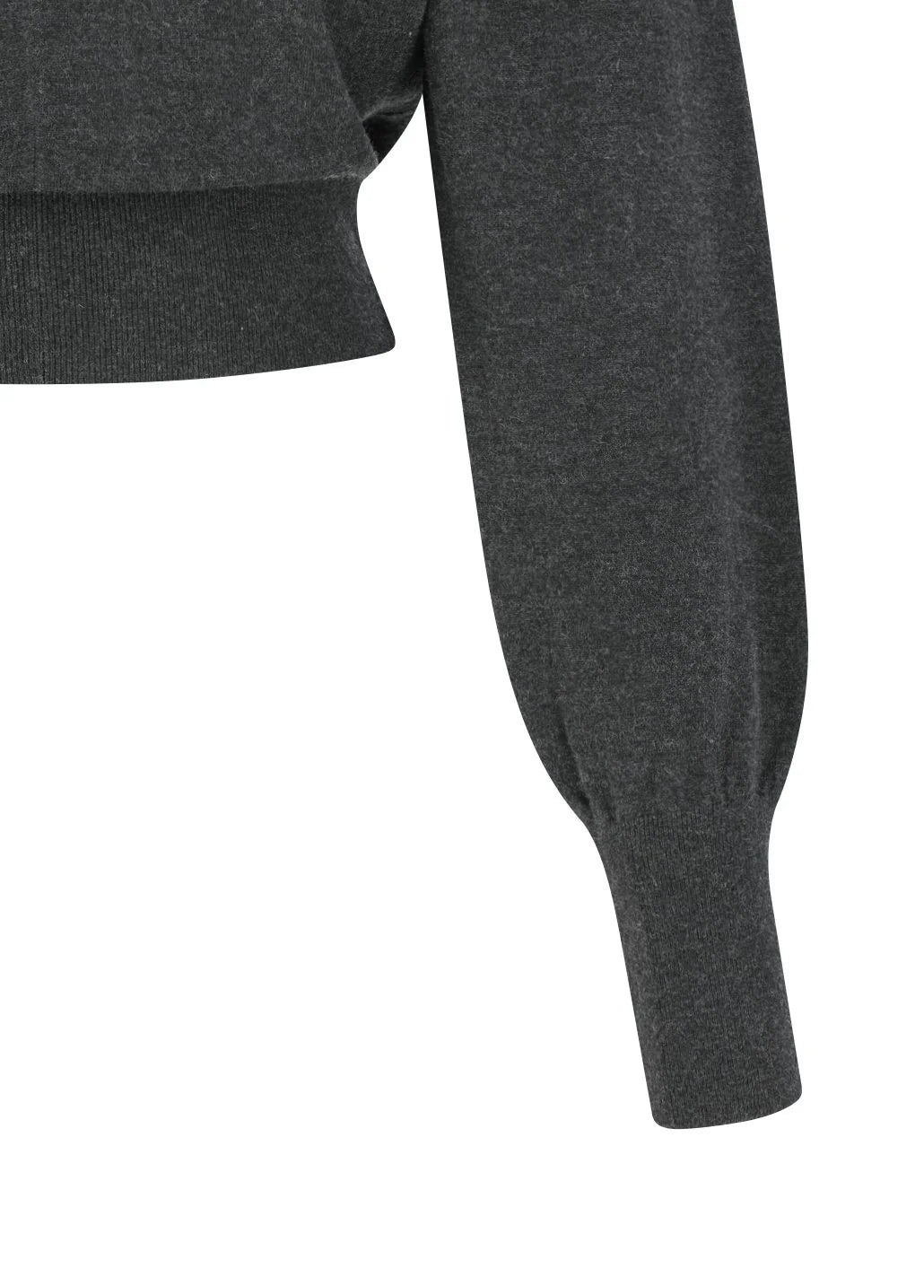 Shirring Half Zip Up Knit Hoodie Charcoal