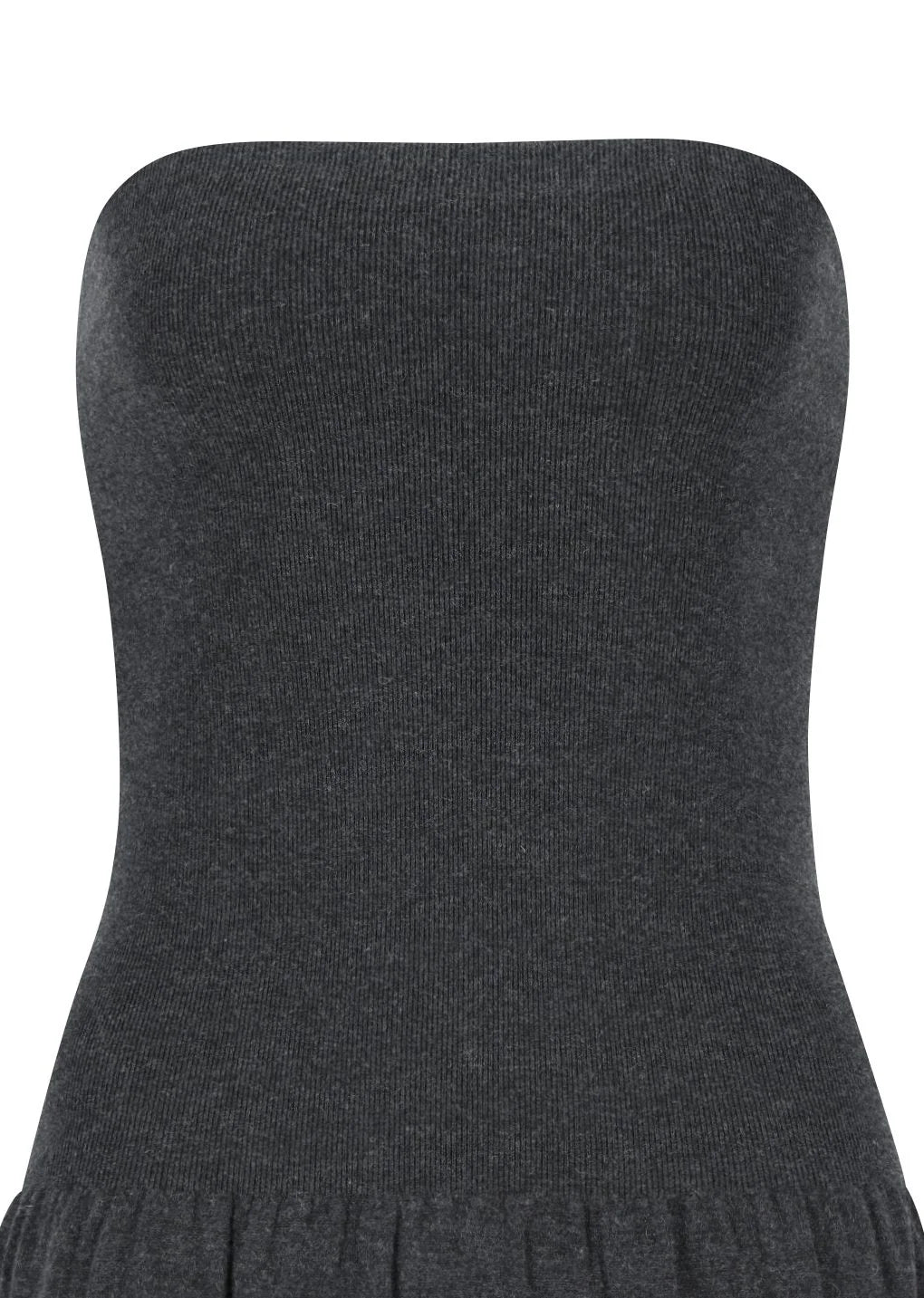 Ribbed Shirring Knit Maxi Dress Charcoal