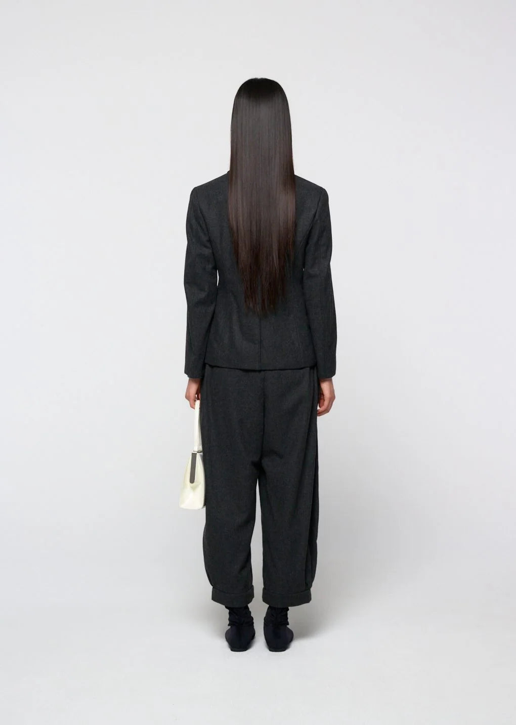 Wool Shirring Pants Charcoal