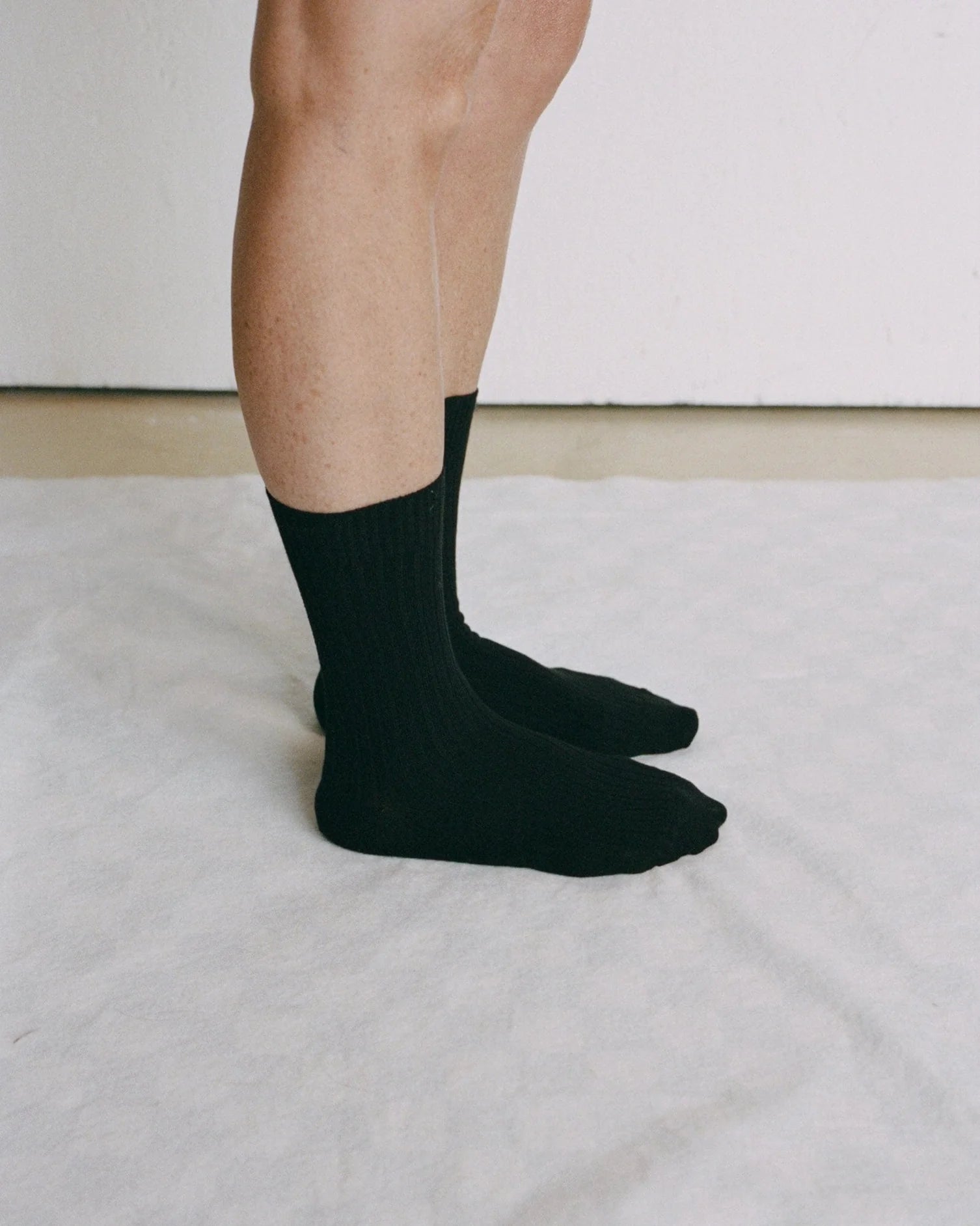 Rib Overankle Socks Black