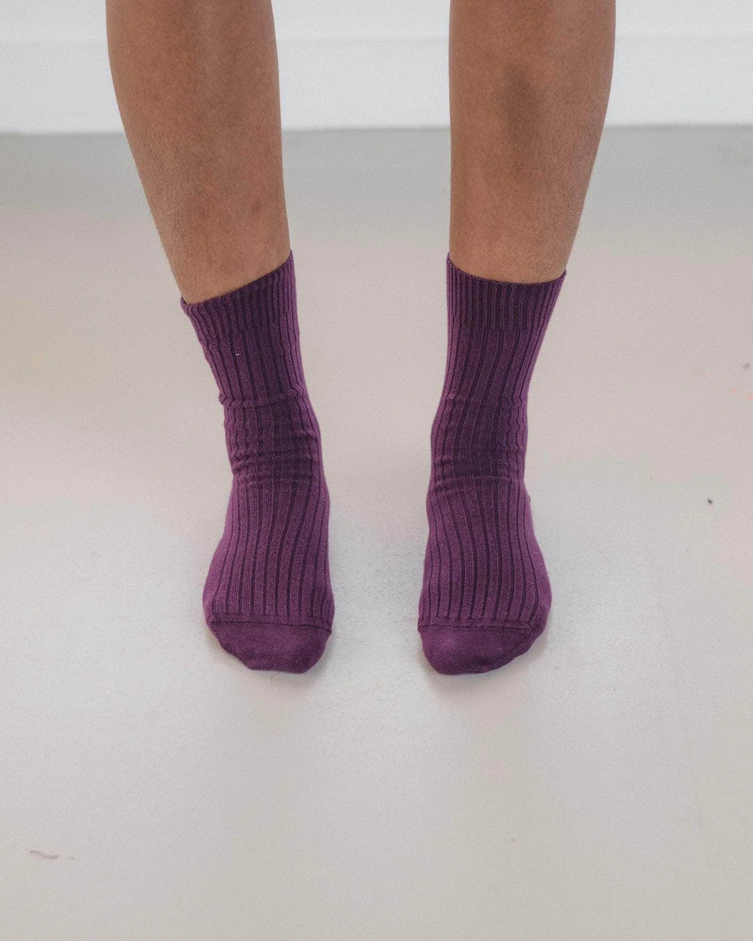 Rib Overankle Socks Gesso Purple