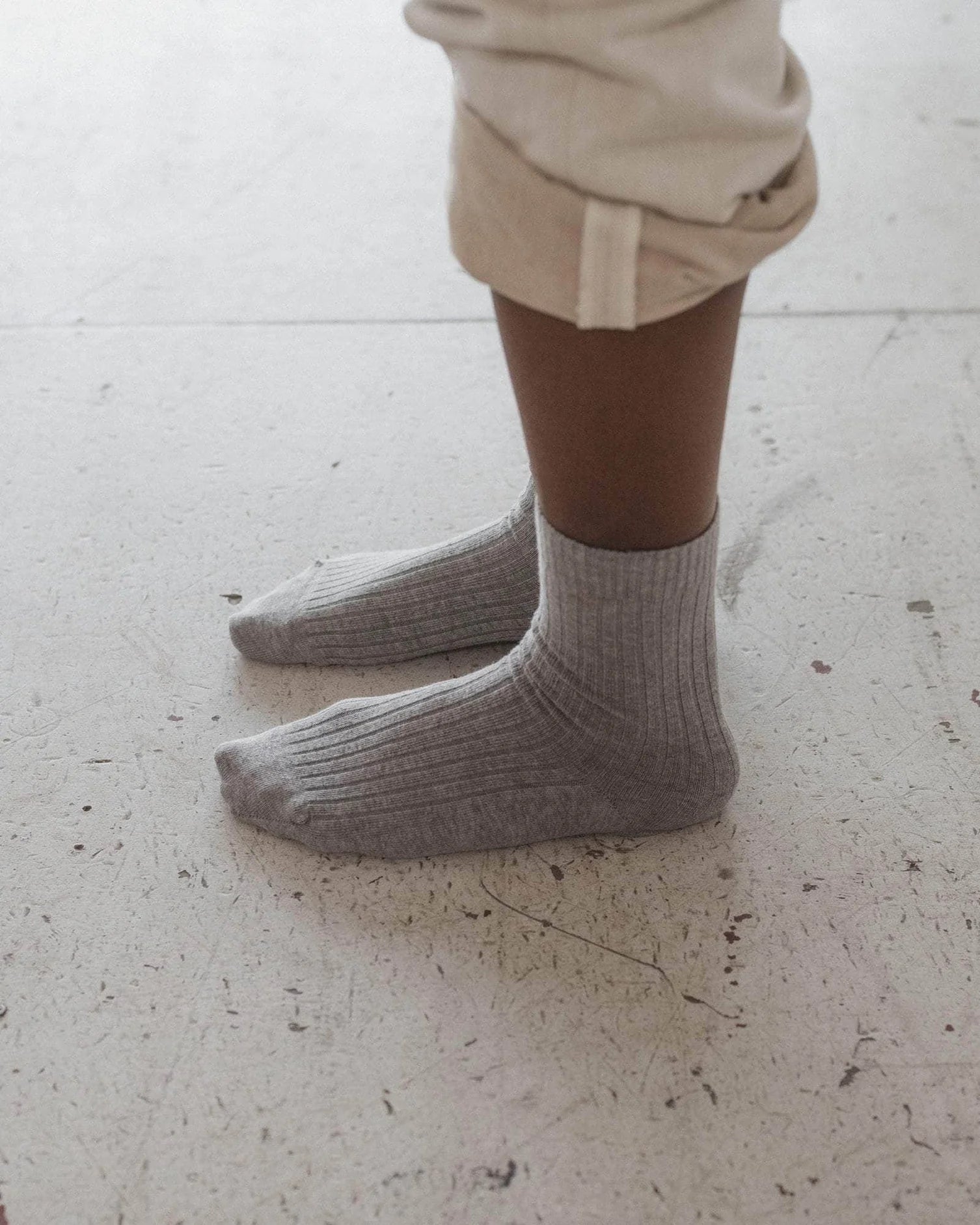 Rib Overankle Socks Grey Melange