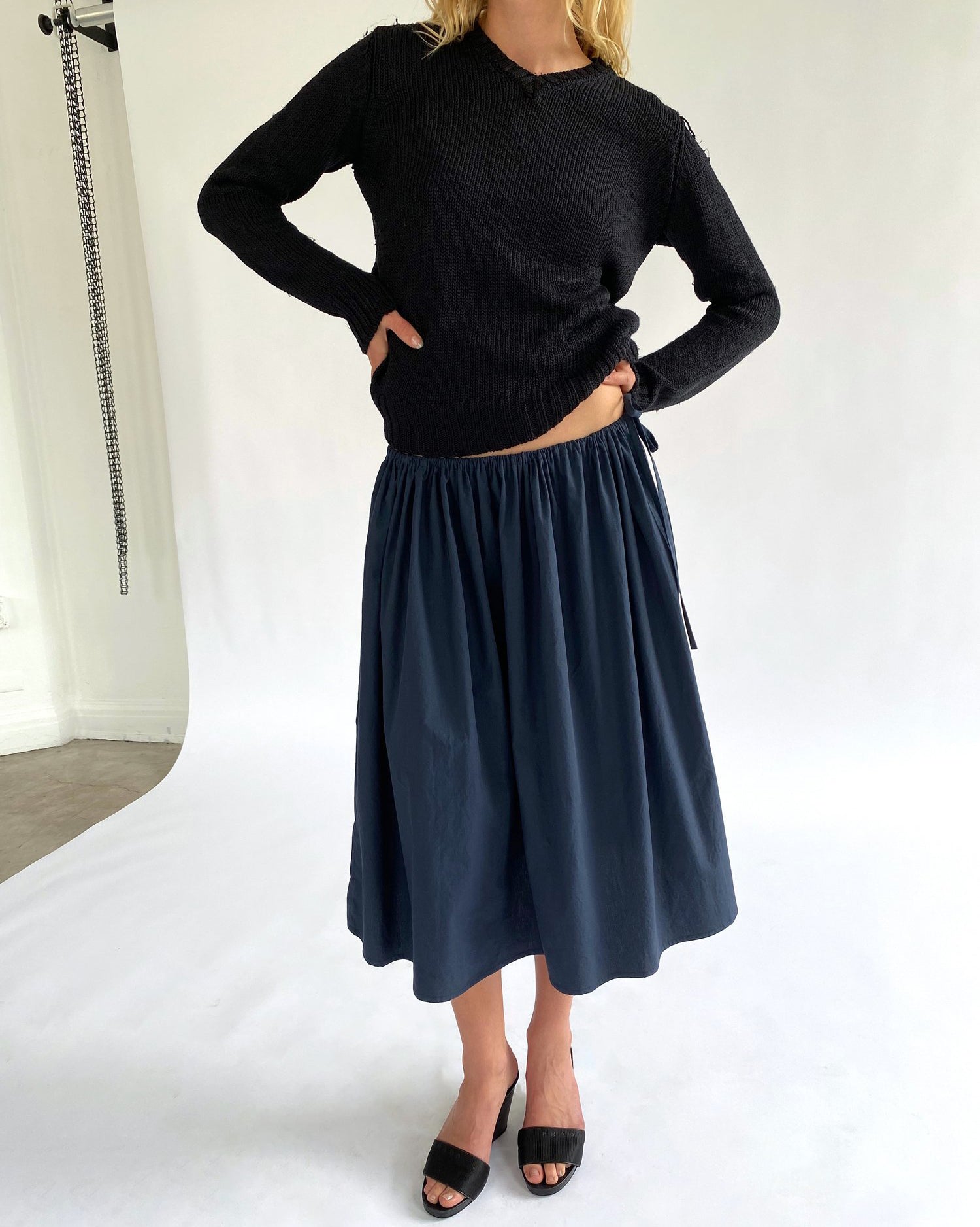 Gathered Skirt Navy