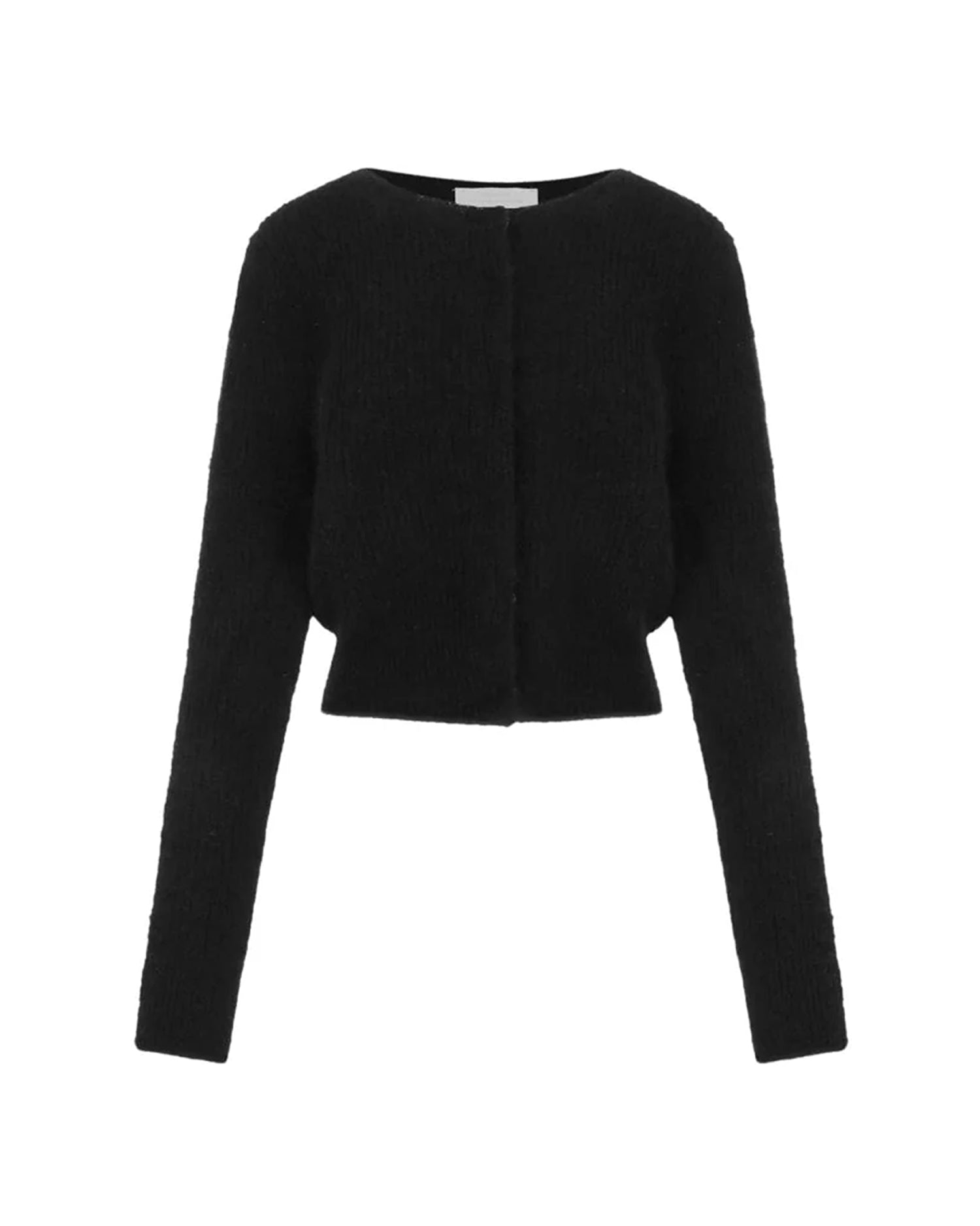 Round Neck Sheer Cardigan, Black