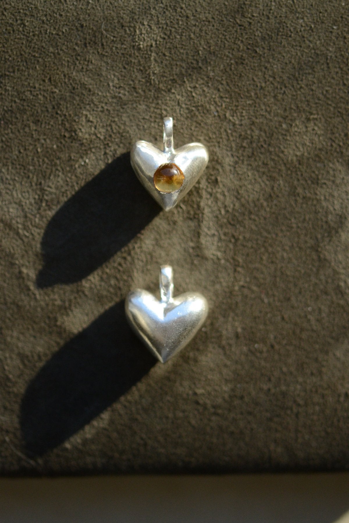 American Folk Heart Pendant Citrine