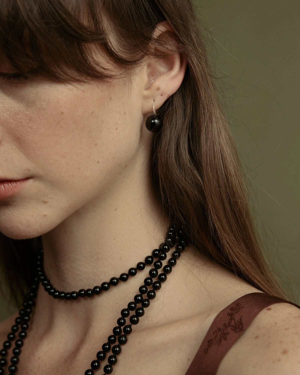 Rosette Drop Black Onyx Earrings