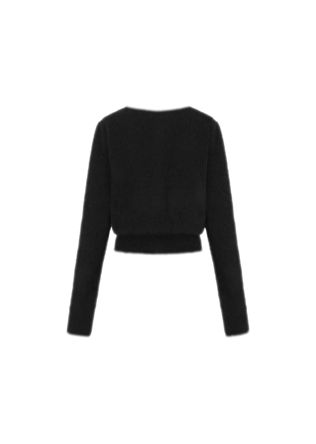 Round Neck Sheer Cardigan, Black