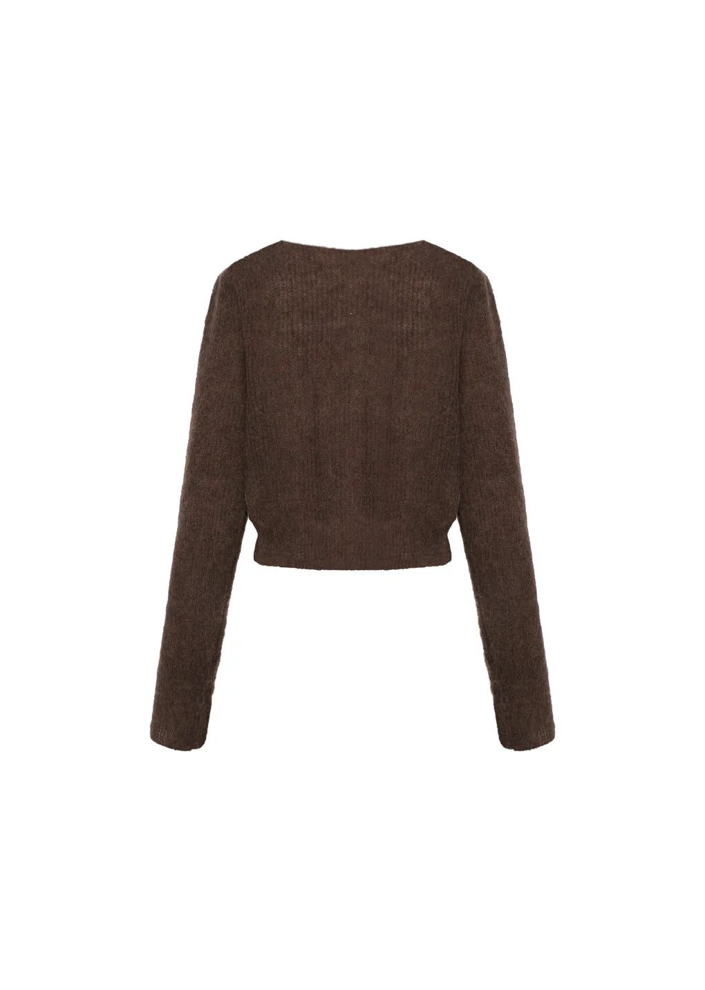 Round Neck Sheer Cardigan, Brown