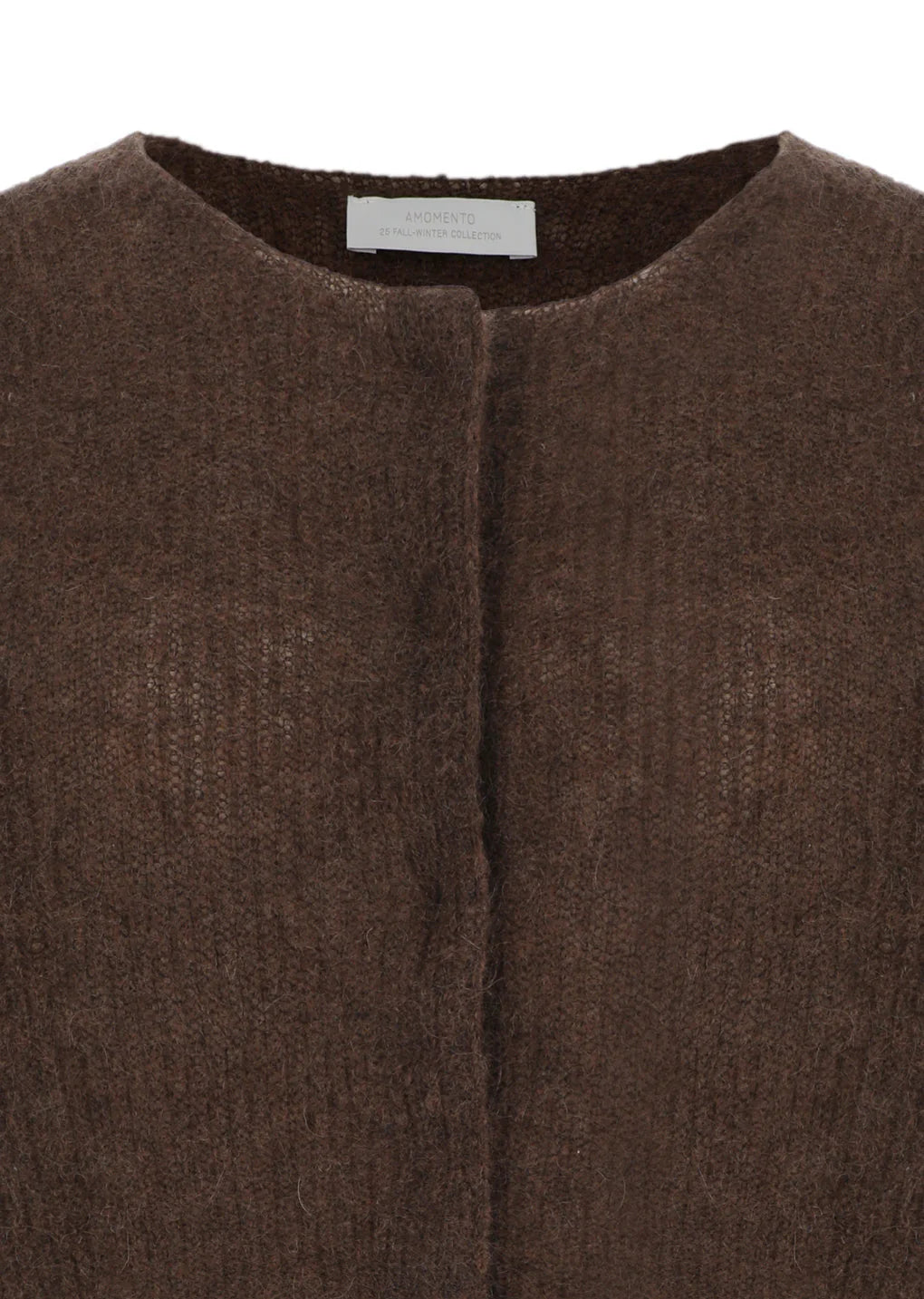 Round Neck Sheer Cardigan, Brown