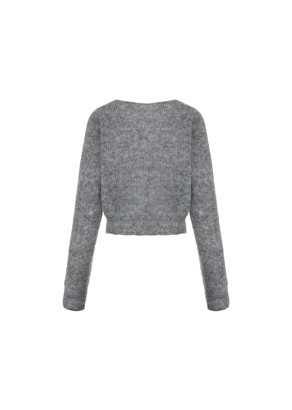 Round Neck Sheer Cardigan, Grey Melange