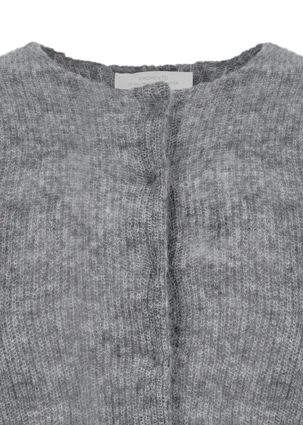 Round Neck Sheer Cardigan, Grey Melange