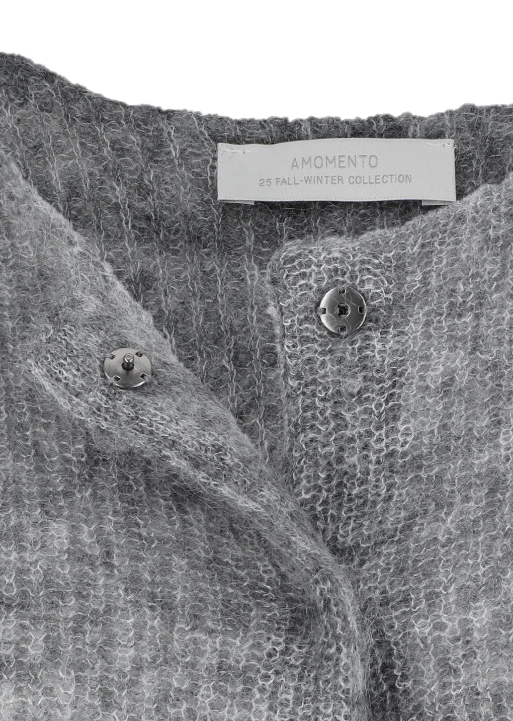 Round Neck Sheer Cardigan, Grey Melange