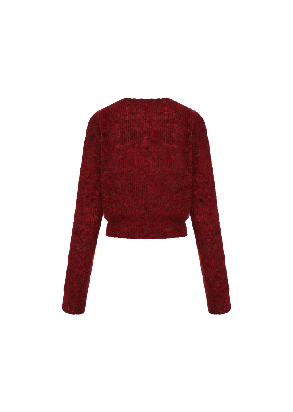 Round Neck Sheer Cardigan, Red