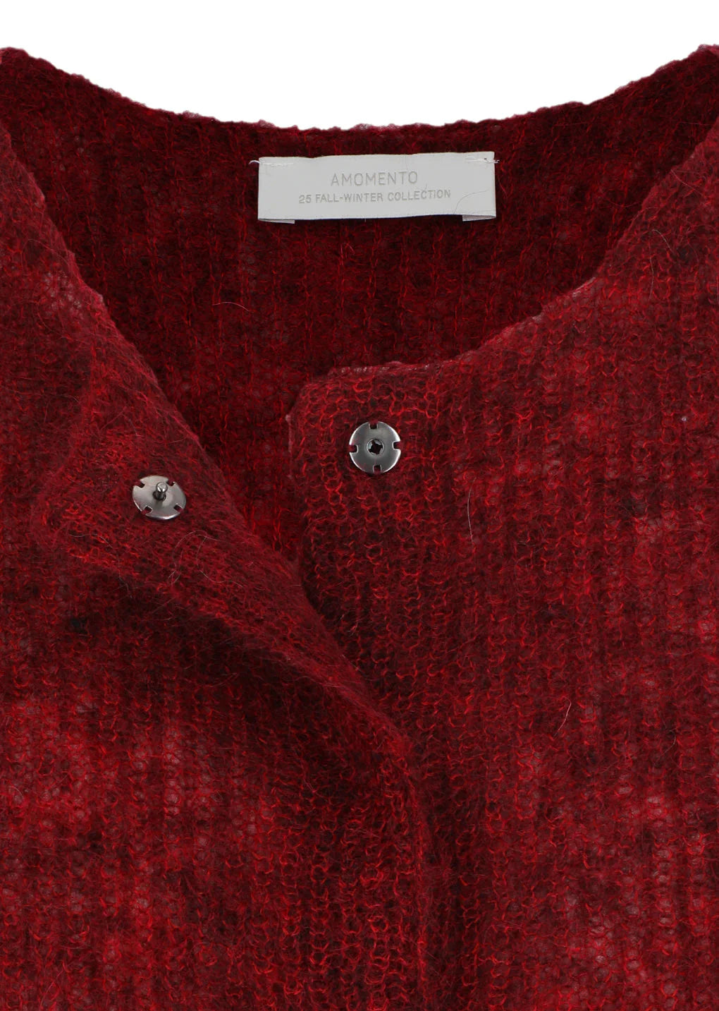 Round Neck Sheer Cardigan, Red