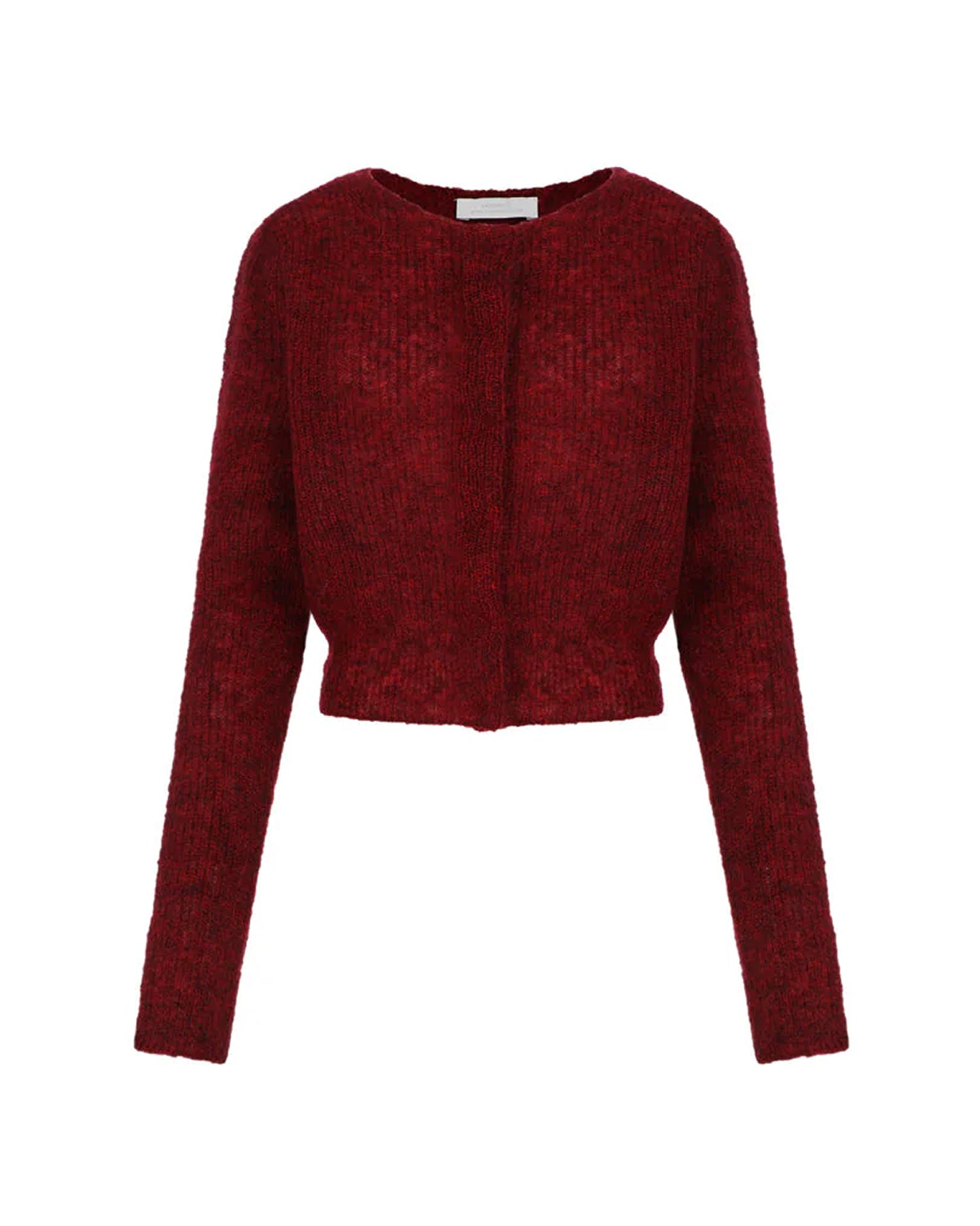 Round Neck Sheer Cardigan, Red