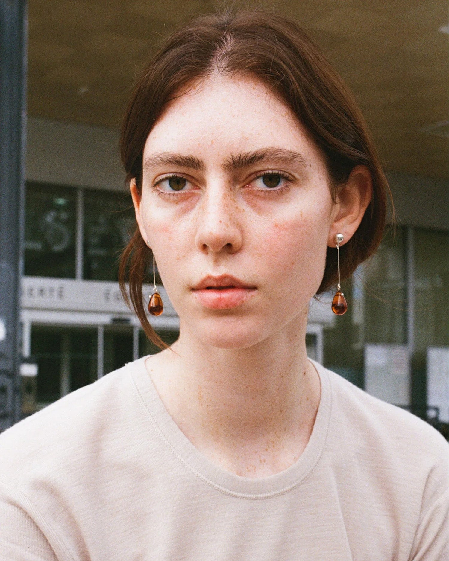 Gota Long Earrings Amber