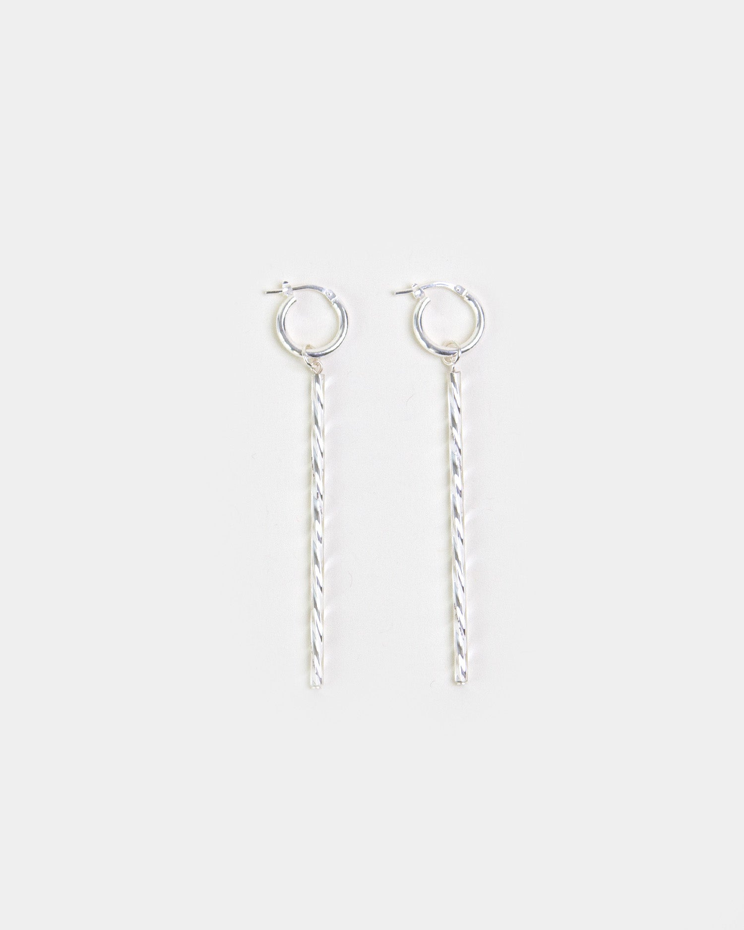 Rod Earrings Twisted Silver