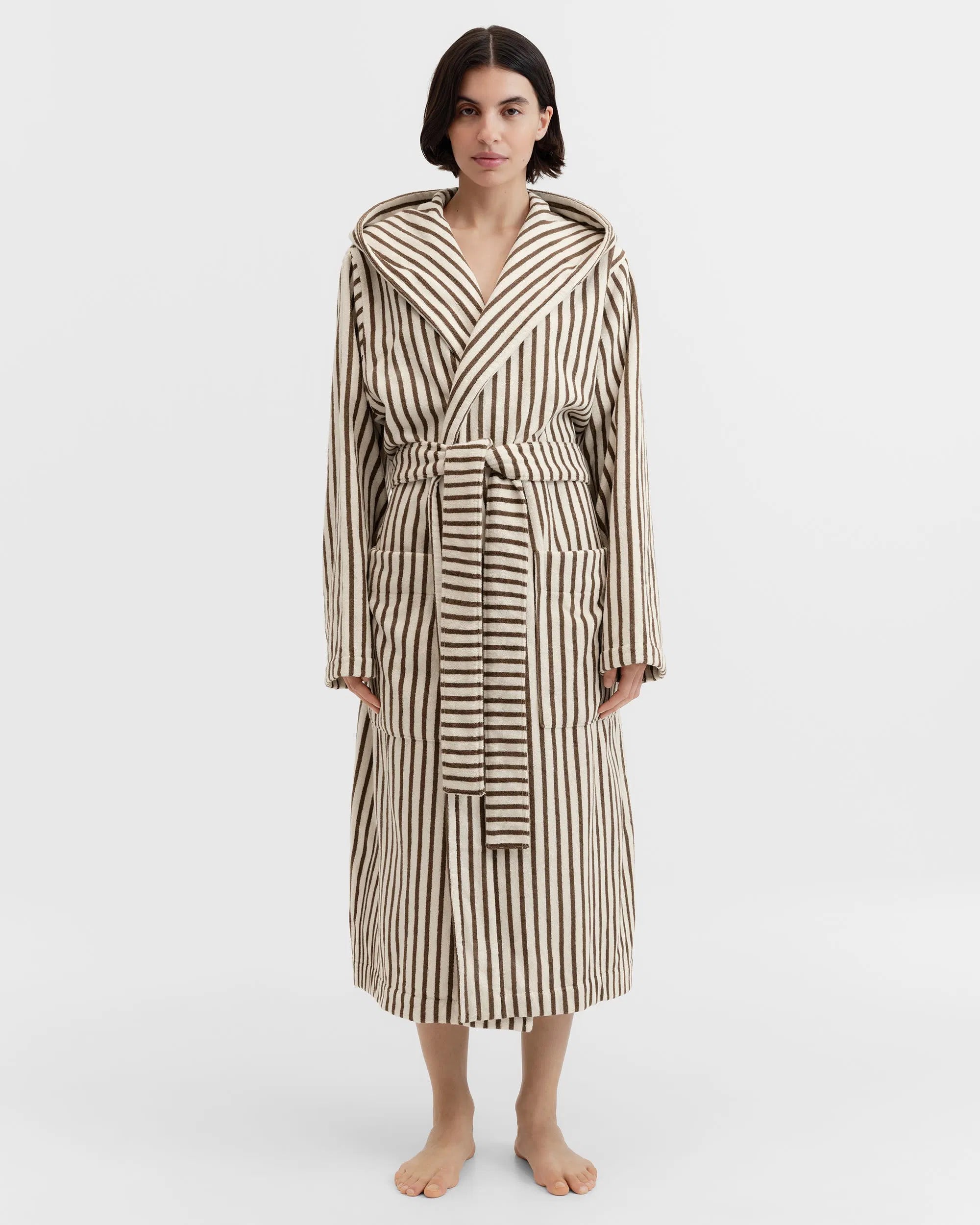 Terry Hooded Bathrobe Kodiak Stripe