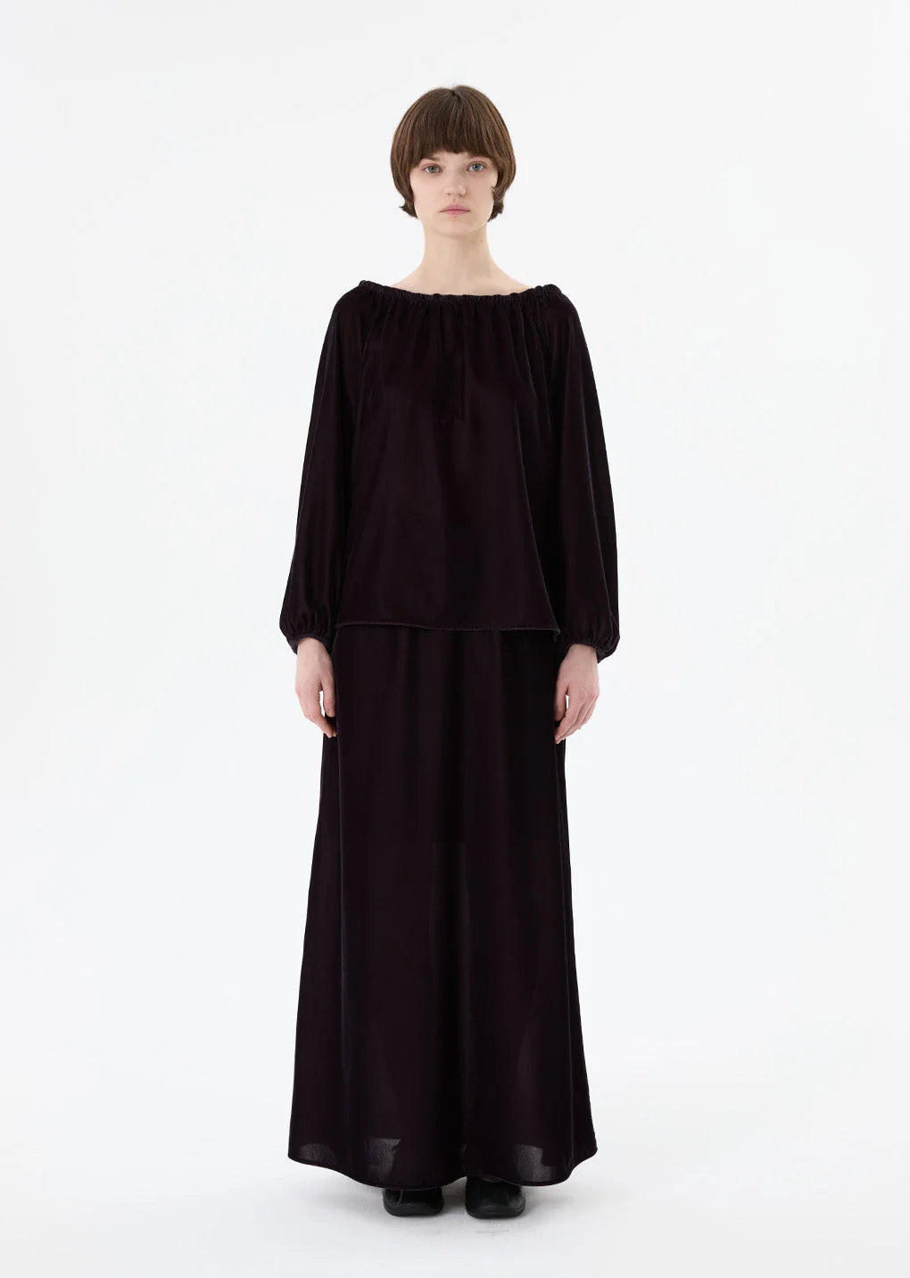 Velvet Drawstring Maxi Skirt