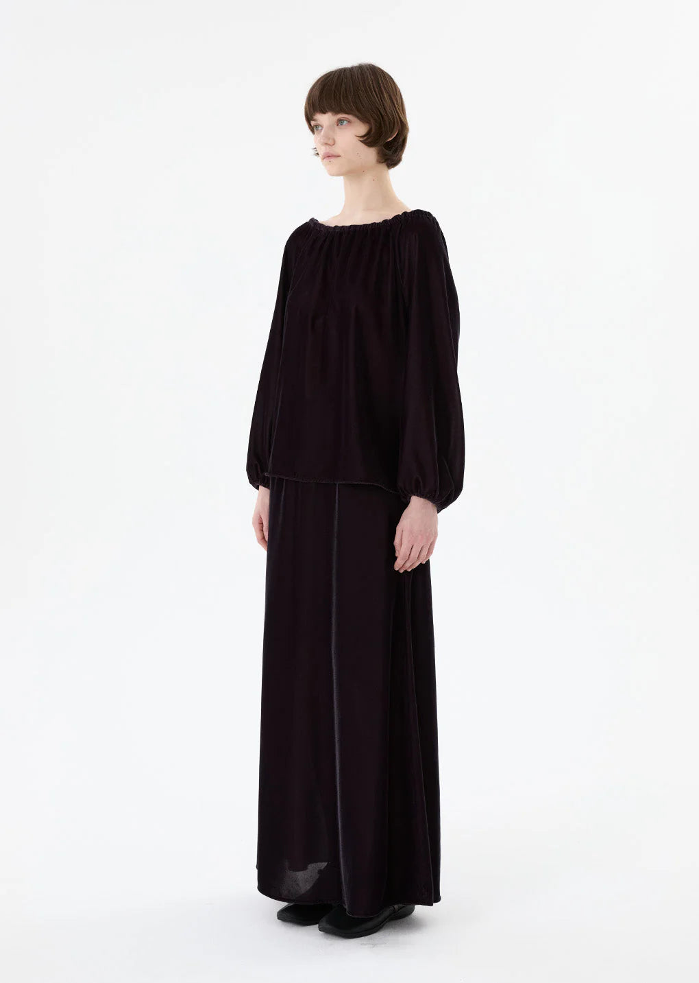 Velvet Drawstring Maxi Skirt