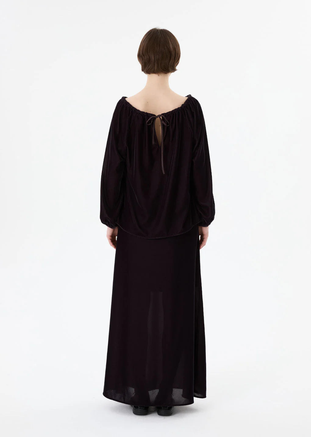 Velvet Drawstring Maxi Skirt