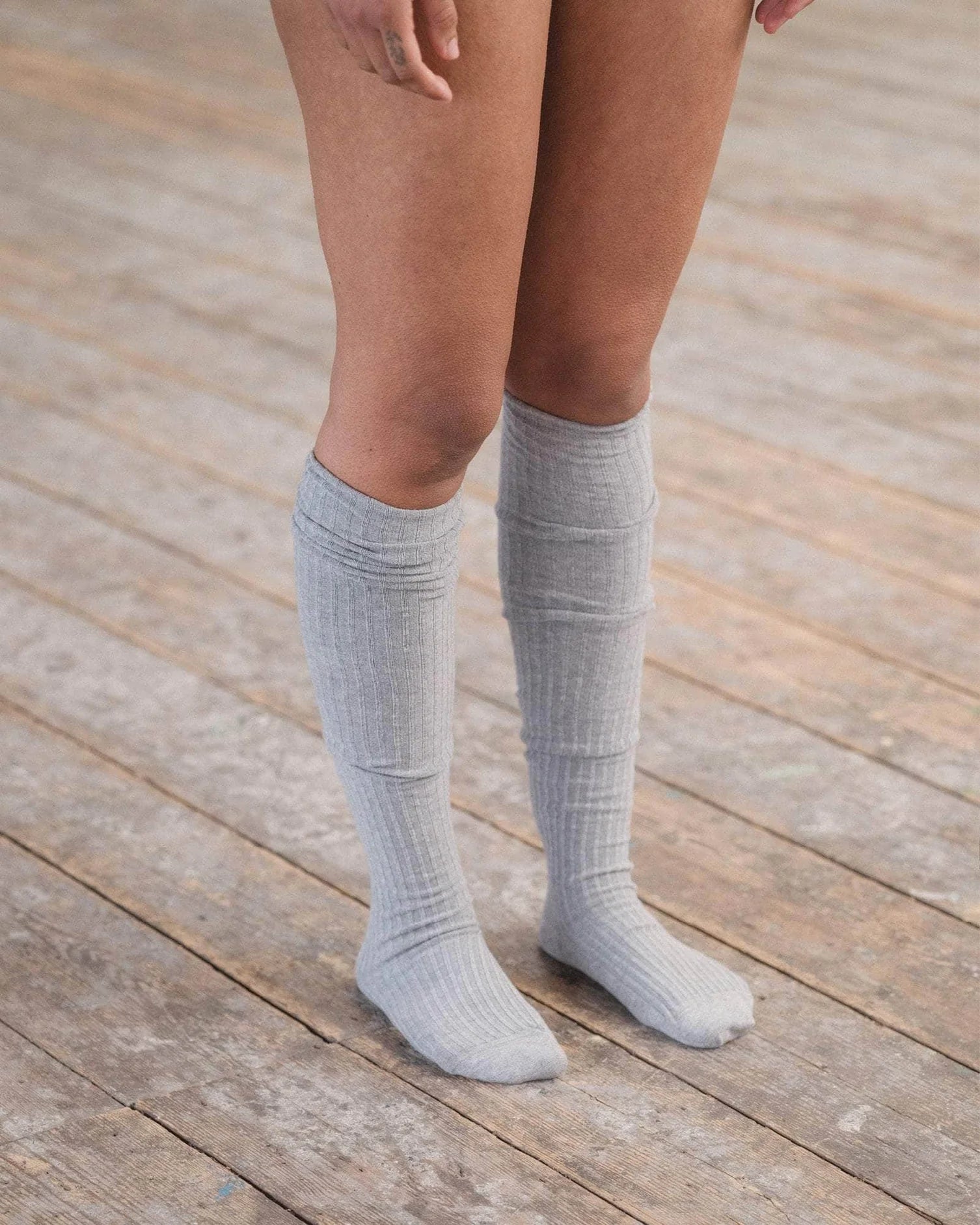 Overknee Socks Grey Melange