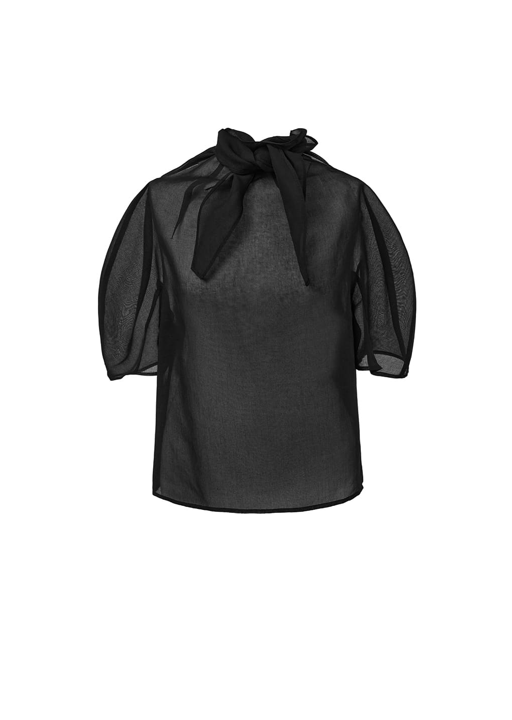 Knotted Collar Top Black