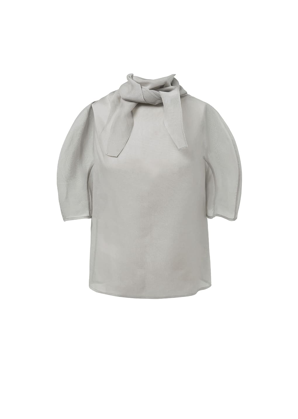 Knotted Collar Top Grey